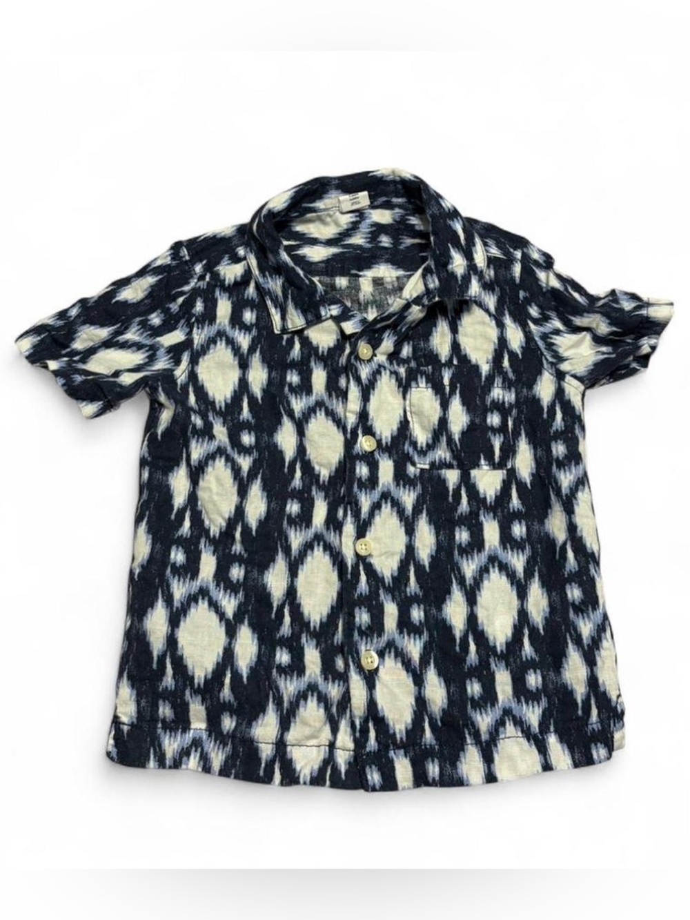 GAP Baby Toddler Navy & White Short-Sleeve Button-Down Shirt 3YRS